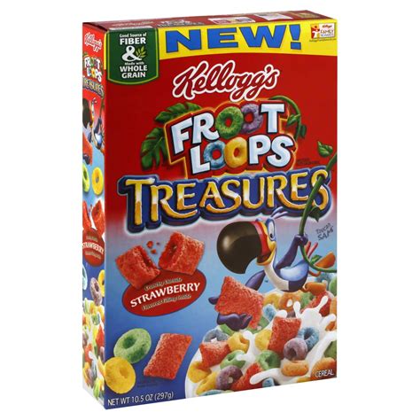 Cereals ready-to-eat, KELLOGG, KELLOGG'S FROOT LOOPS TREASURES, Strawberry - calories, carbs, nutrition