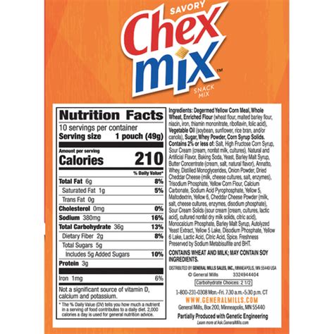 Cheddar Chex Mix - calories, carbs, nutrition