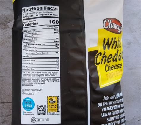 Cheddar Popcorn - calories, carbs, nutrition