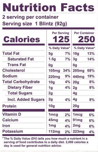 Cheese Blintz - calories, carbs, nutrition