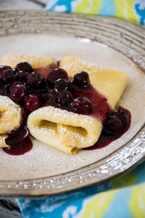 Cheese Blintzes with Blueberry Sauce - calories, carbs, nutrition