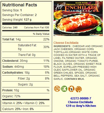 Cheese Enchilada Dinner - calories, carbs, nutrition