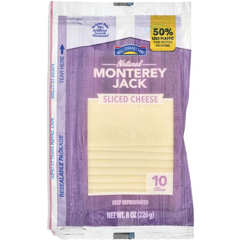 Cheese Monterey Jack Sliced 1/2 oz 1 Slice - calories, carbs, nutrition