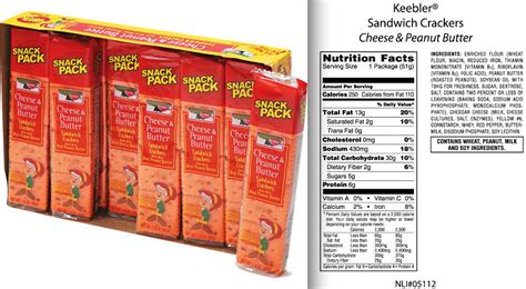 Cheese & Pb Crackers - calories, carbs, nutrition