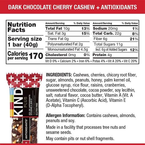 Cherry Chocolate Bar - calories, carbs, nutrition