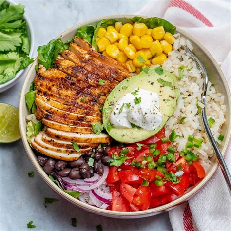 Chicken Burrito Bowl - Brown Rice, Black Beans, Tomato Salsa, Cheese - calories, carbs, nutrition