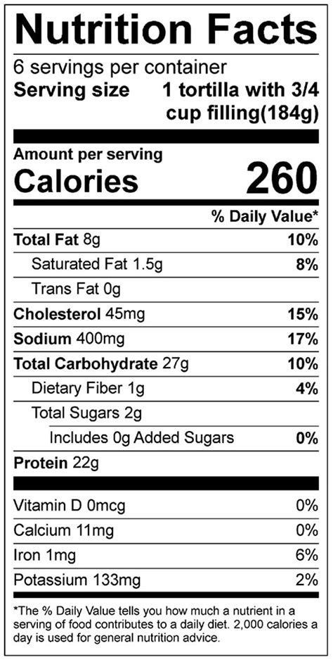 Chicken Chili Tortilla - calories, carbs, nutrition