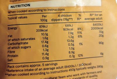 Chicken Dippers - calories, carbs, nutrition