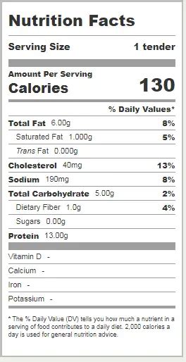 Chicken Fingers - calories, carbs, nutrition