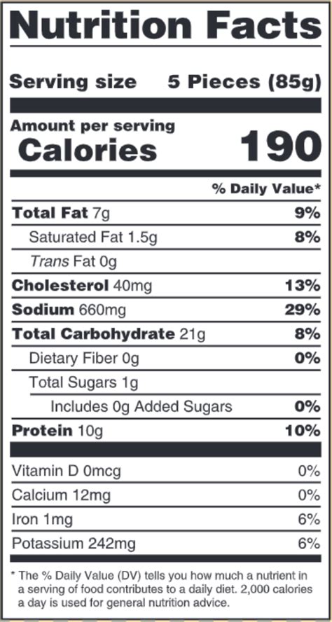 Chicken Nuggets - 4 oz. - calories, carbs, nutrition