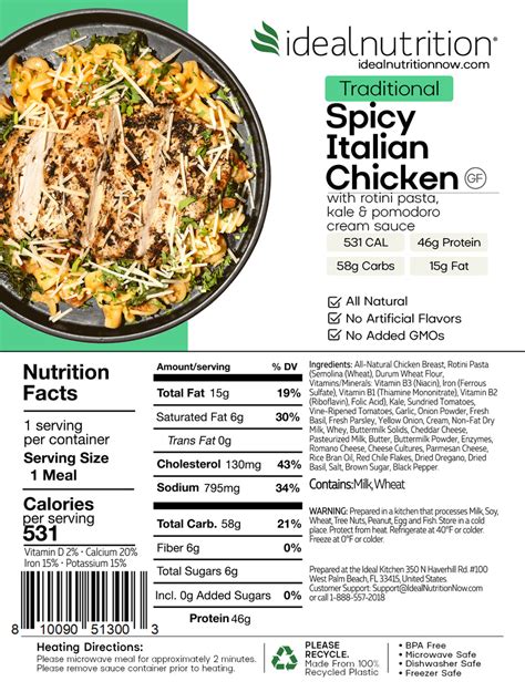 Chicken Pasta Pomodoro - calories, carbs, nutrition