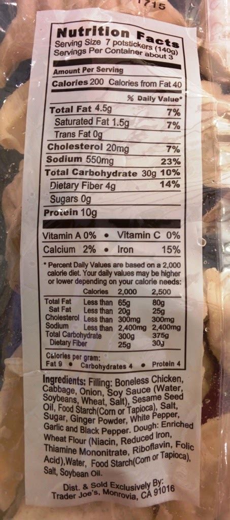 Chicken Pot Stickers - calories, carbs, nutrition