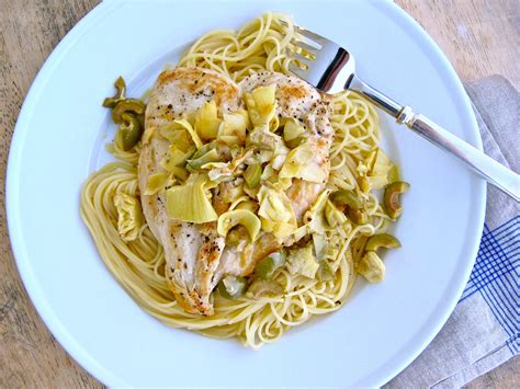 Chicken with Artichokes and Angel Hair Pasta - calories, carbs, nutrition