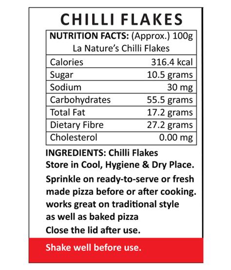 Chilli Flakes - calories, carbs, nutrition