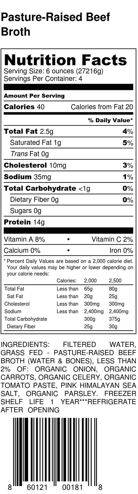 Chinese-Style Beef Broth - calories, carbs, nutrition