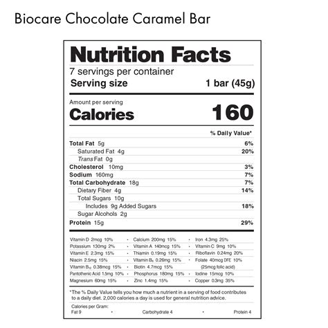 Chocolate Caramel Bar - calories, carbs, nutrition
