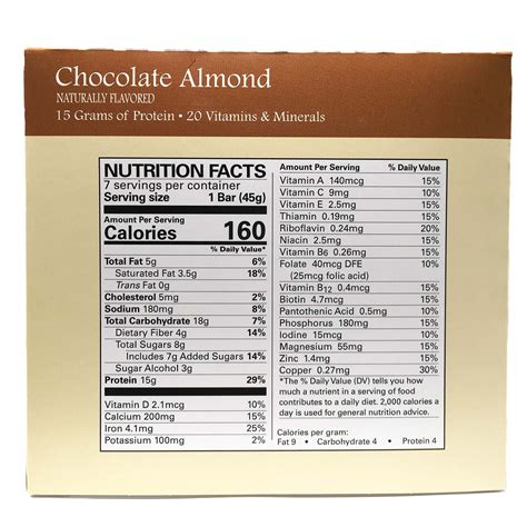 Chocolate Chip Bars with Almonds - calories, carbs, nutrition