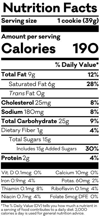 Chocolate Chip Cookies (To Go) - calories, carbs, nutrition