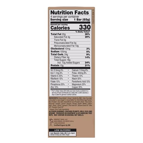 Chocolate Chip Peanut Protein Bar - calories, carbs, nutrition