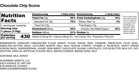 Chocolate Chip Scone - calories, carbs, nutrition