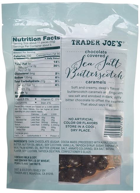 Chocolate Covered Sea Salt Butterscotch Caramels - calories, carbs, nutrition