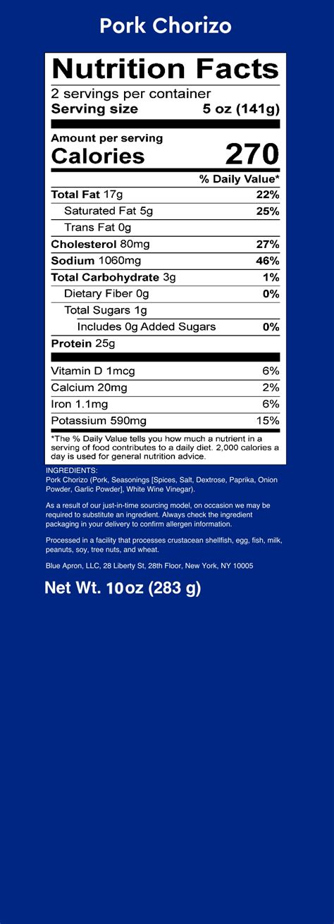 Chorizo - Pork - calories, carbs, nutrition