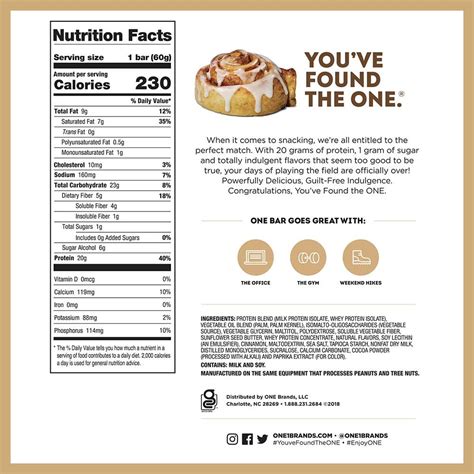 Cinnamon Roll Bar - calories, carbs, nutrition