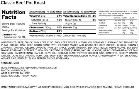 Classic Beef Pot Roast - calories, carbs, nutrition