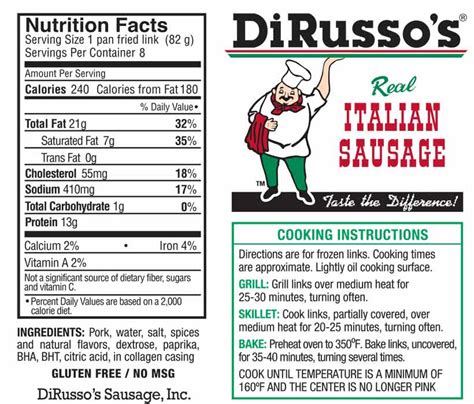 Classic Grilled Italian Sausage - calories, carbs, nutrition