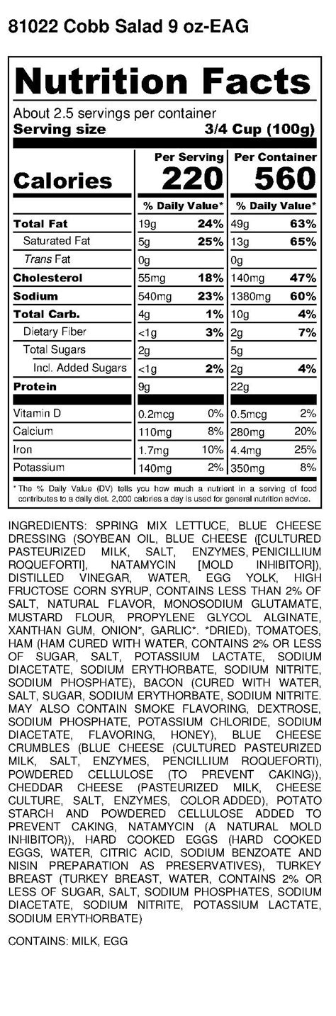 Cobb Salad - calories, carbs, nutrition