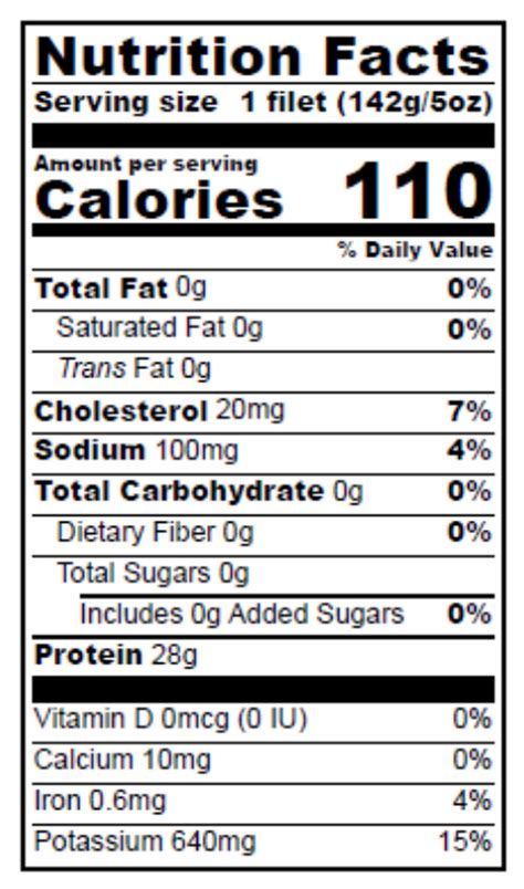 Cobia Fillets, Raw, 6 oz - calories, carbs, nutrition