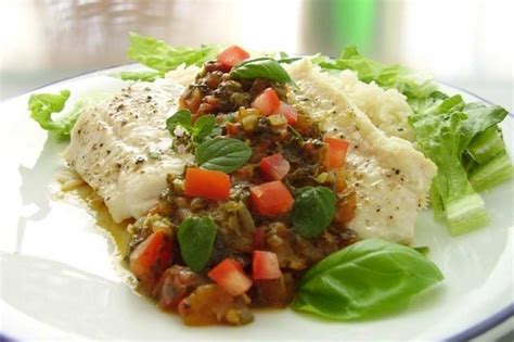 Cod Fillets with a Tomato Spinach Relish - calories, carbs, nutrition