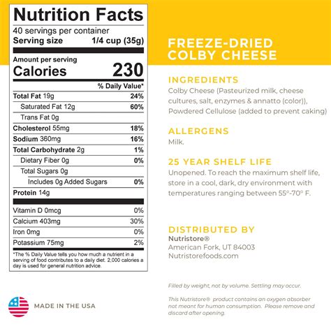 Colby Cheese - calories, carbs, nutrition