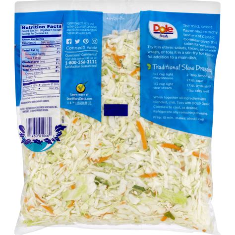 Coleslaw - calories, carbs, nutrition