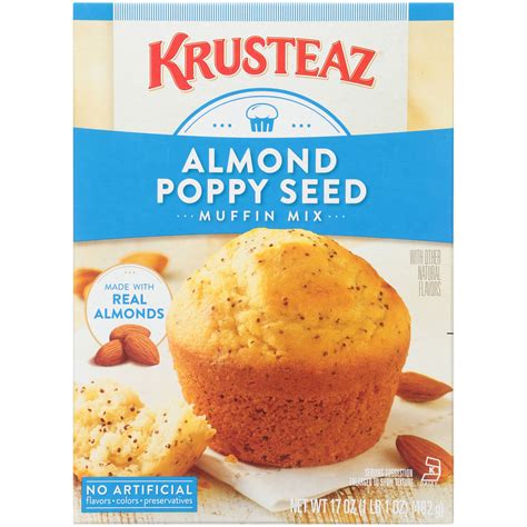 CONTINENTAL MILLS, KRUSTEAZ Almond Poppyseed Muffin Mix, Artificially Flavored, dry - calories, carbs, nutrition