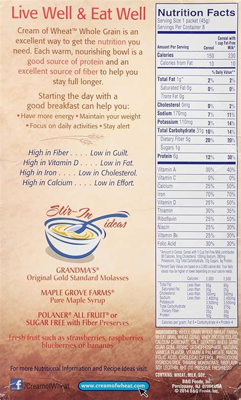 Cream of Wheat - calories, carbs, nutrition