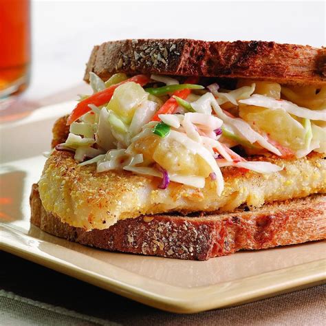 Crispy Salmon and Slaw Sandwich - calories, carbs, nutrition