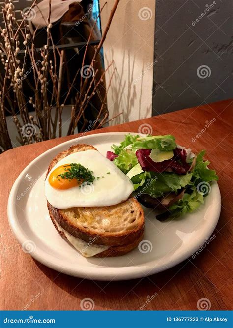 Croque Madame Tartine with a Fried Egg - calories, carbs, nutrition