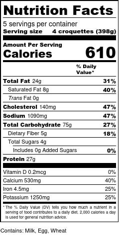 Croquette Potatoes - calories, carbs, nutrition
