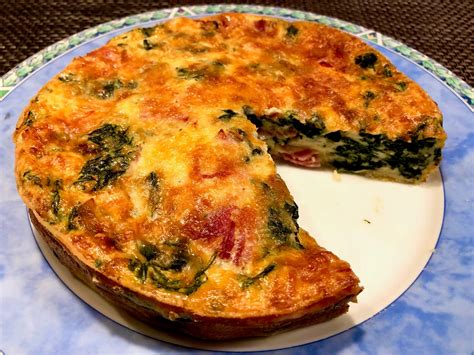 Crustless Ham and Spinach Tart - calories, carbs, nutrition