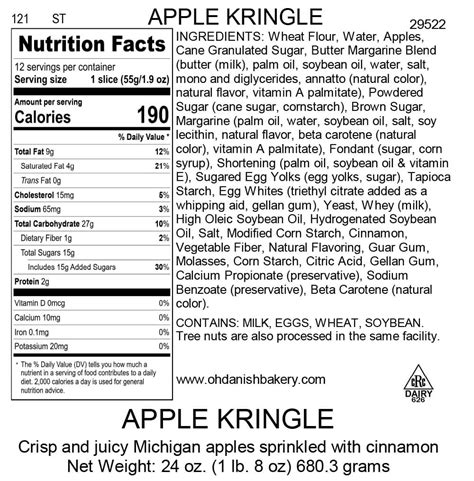 Danish, Apple (Bostwick) - calories, carbs, nutrition