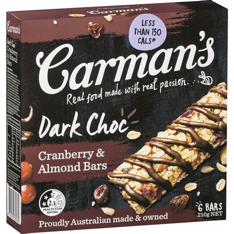 Dark Choc Cranberry & Almond Bar - calories, carbs, nutrition