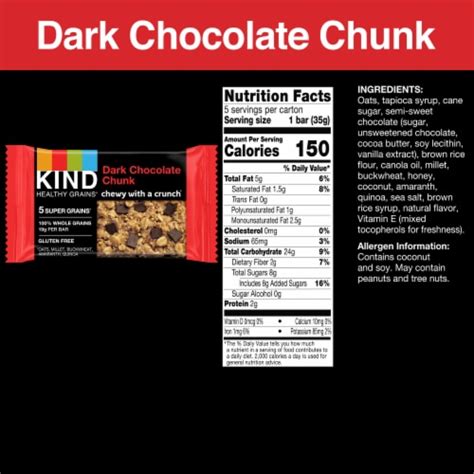 Dark Chocolate Chunk Bar - calories, carbs, nutrition