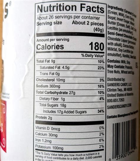 Dark Chocolate Sea Salt Caramels - calories, carbs, nutrition