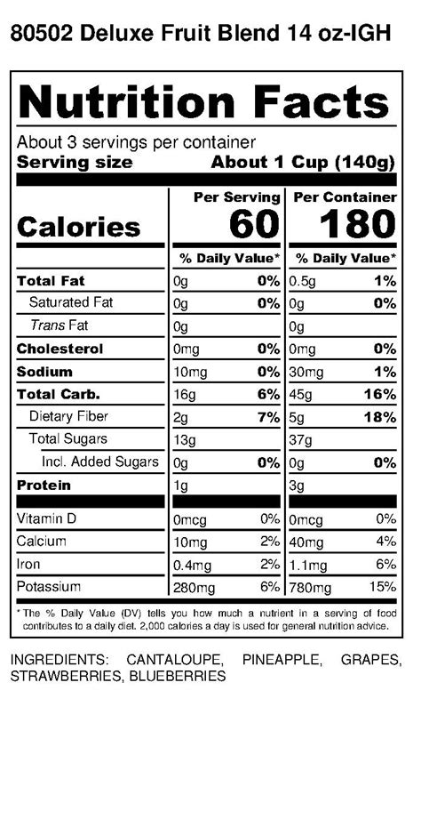Deluxe Fruit Blend - calories, carbs, nutrition