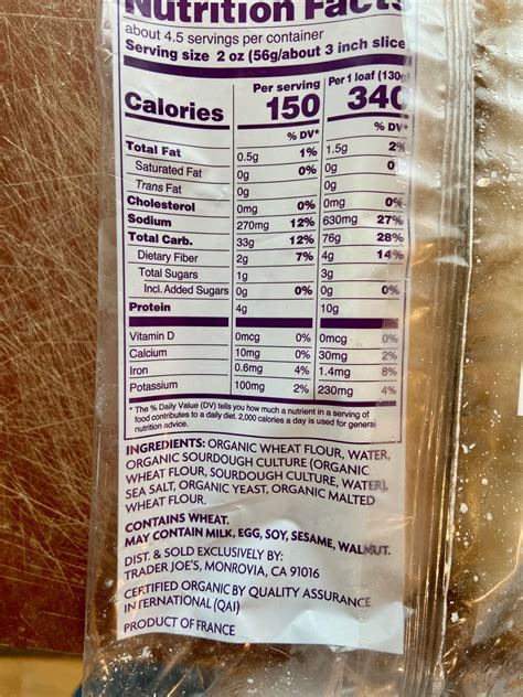 Demi Baguette - calories, carbs, nutrition