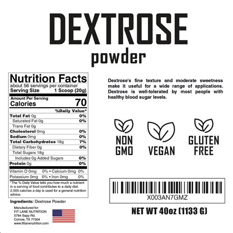 Dextrose - calories, carbs, nutrition