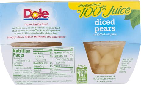 Diced Pears - calories, carbs, nutrition