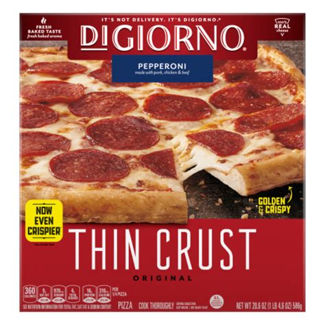 DIGIORNO Pizza, pepperoni topping, thin crispy crust, frozen, baked - calories, carbs, nutrition