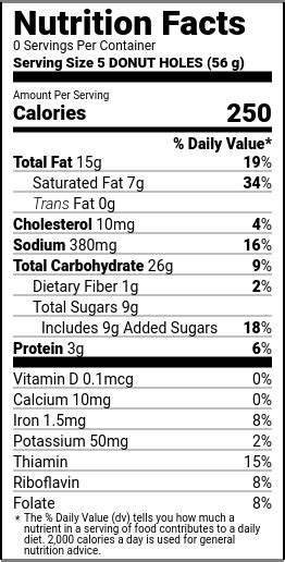 Doughnut Holes Glazed - calories, carbs, nutrition